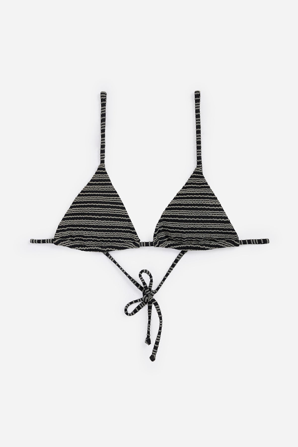 Black Textured Triangle Bikini Top