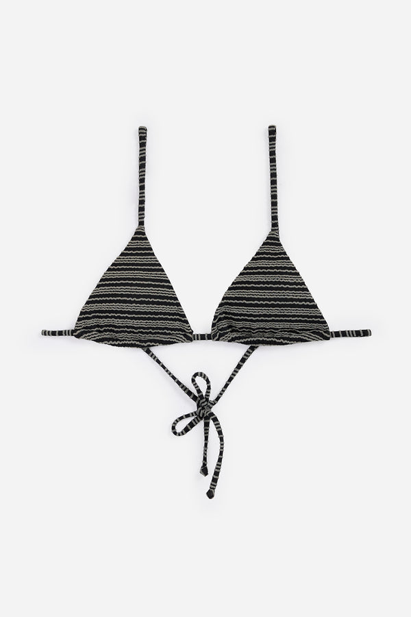 Haut de Bikini Triangle Texturé Noir