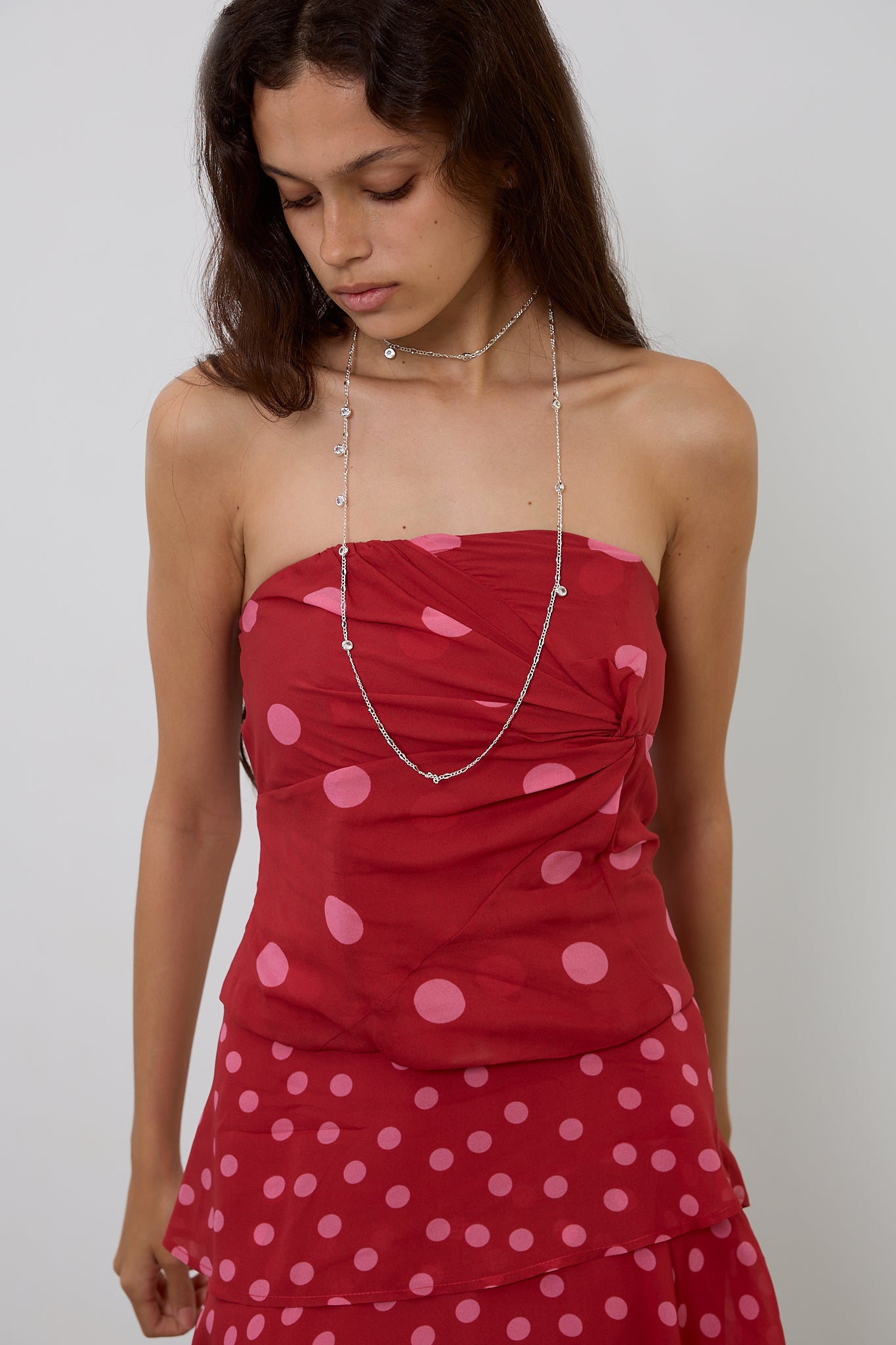 Haut bustier à pois rouge
