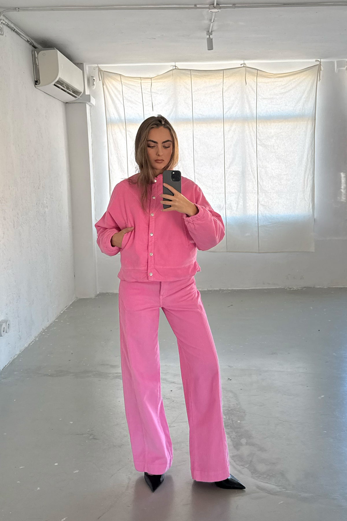 Pantalón Recto Pana Rosa