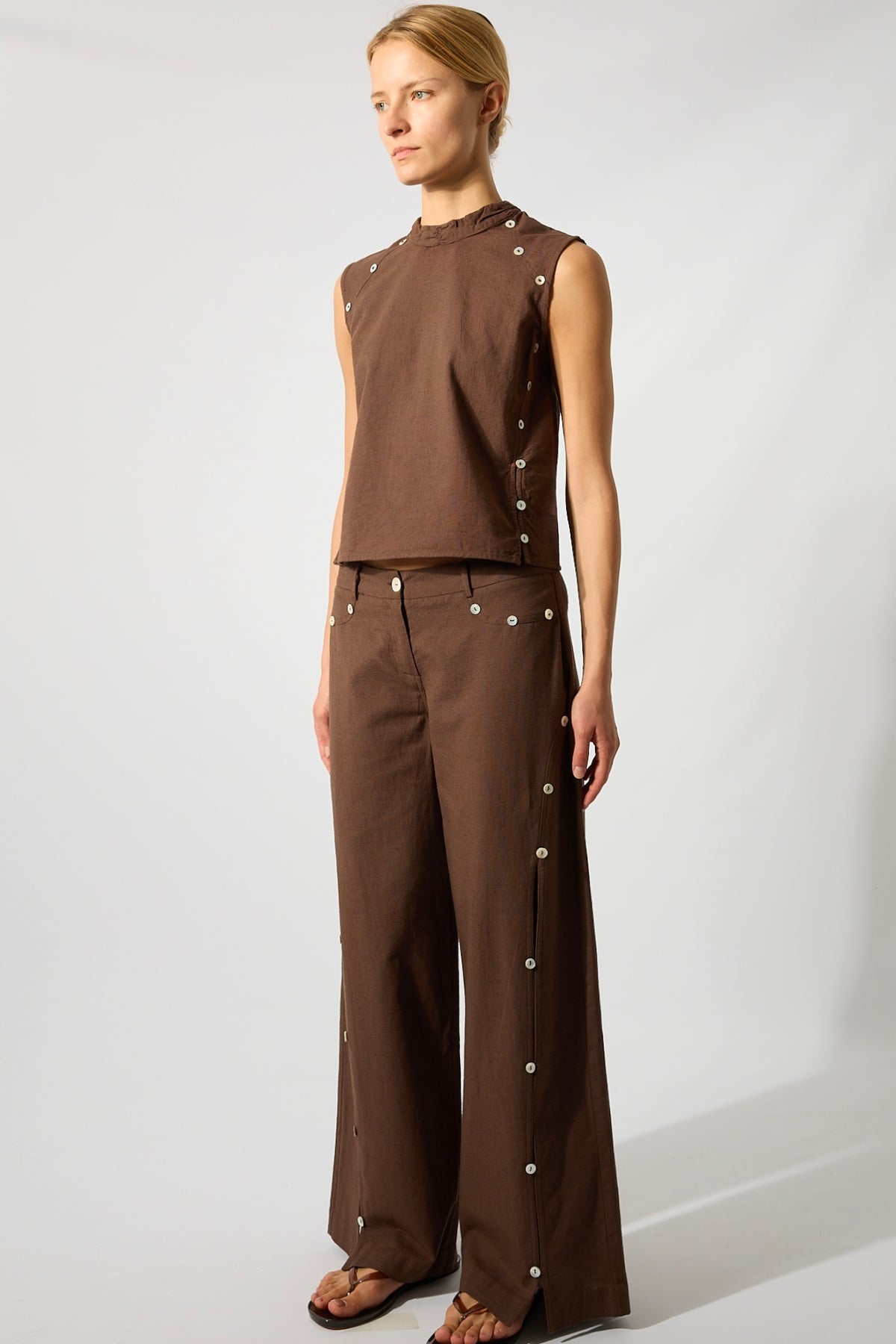 Nacar Buttons Brown Top