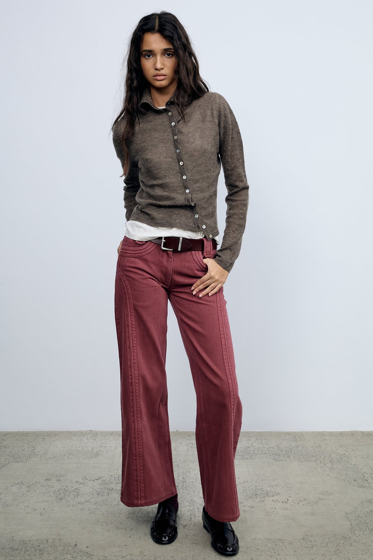 Aubergine Straight Trousers