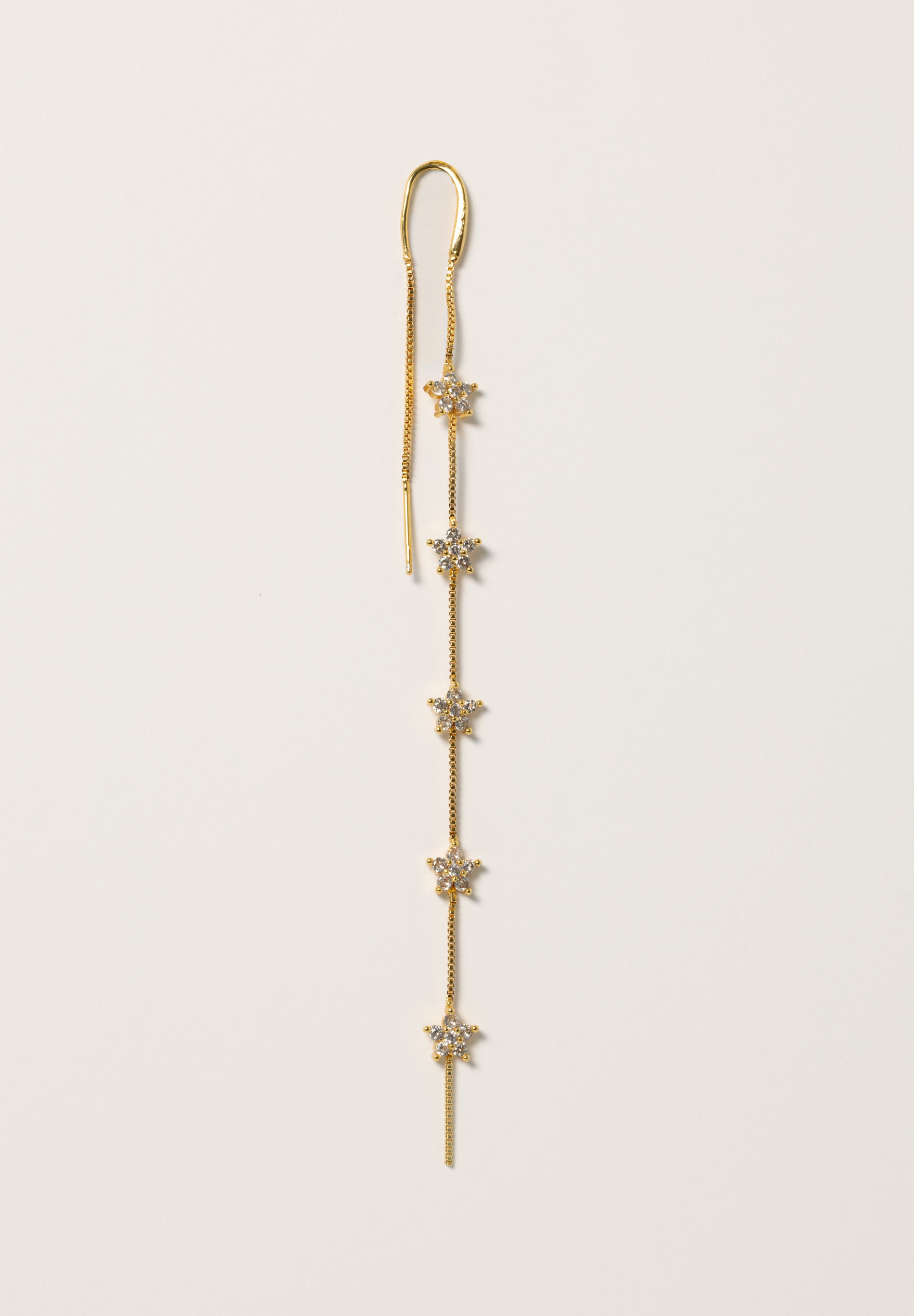 Boucle d'oreille chaîne double fleur (unité)