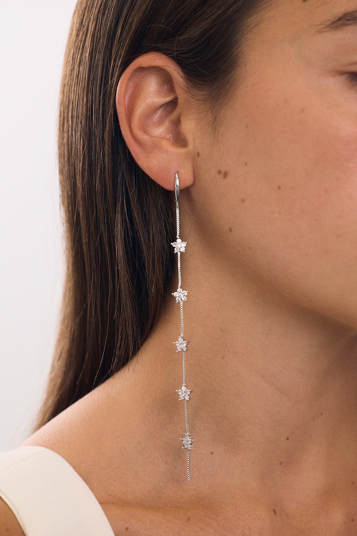 Double Flower Chain Earring (Unit)