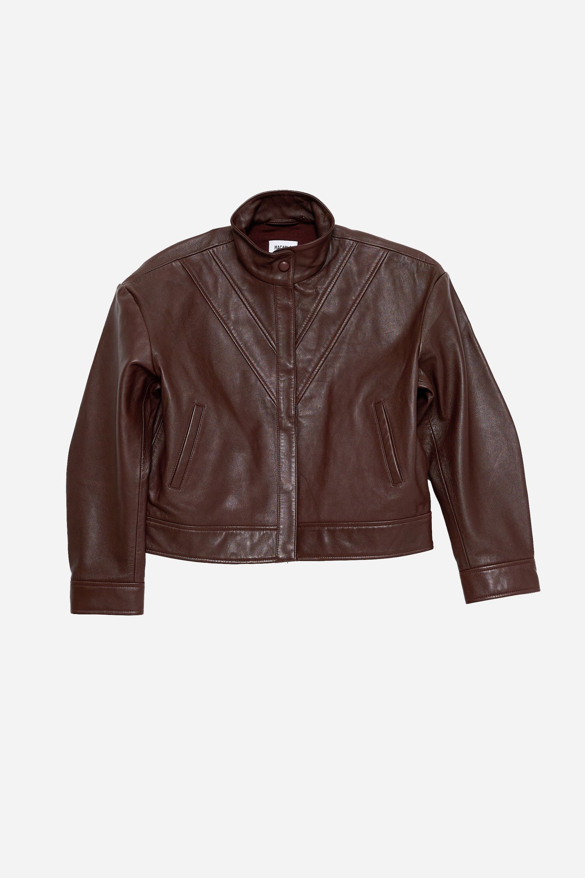 Brown Leather Bomber Jacket