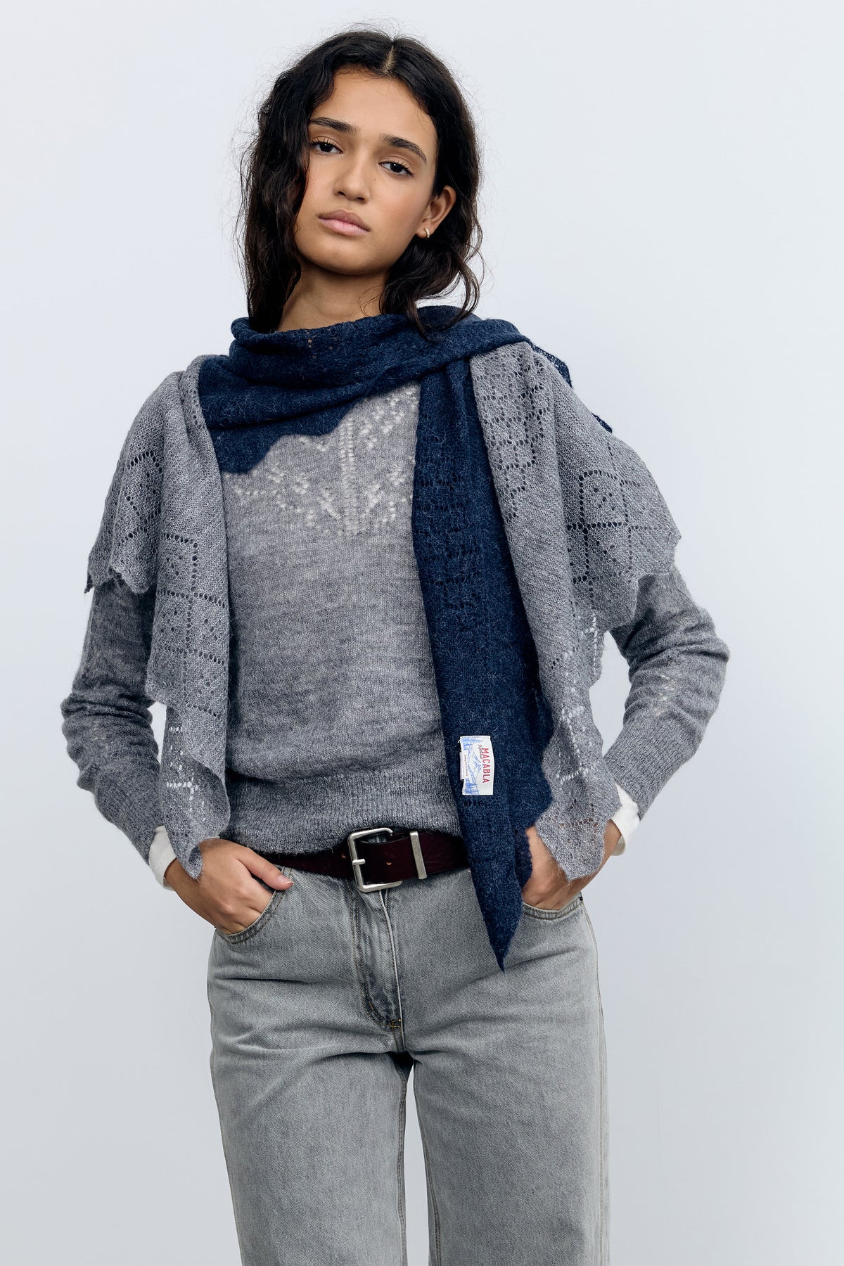 Navy Blue Pointelle Bandana