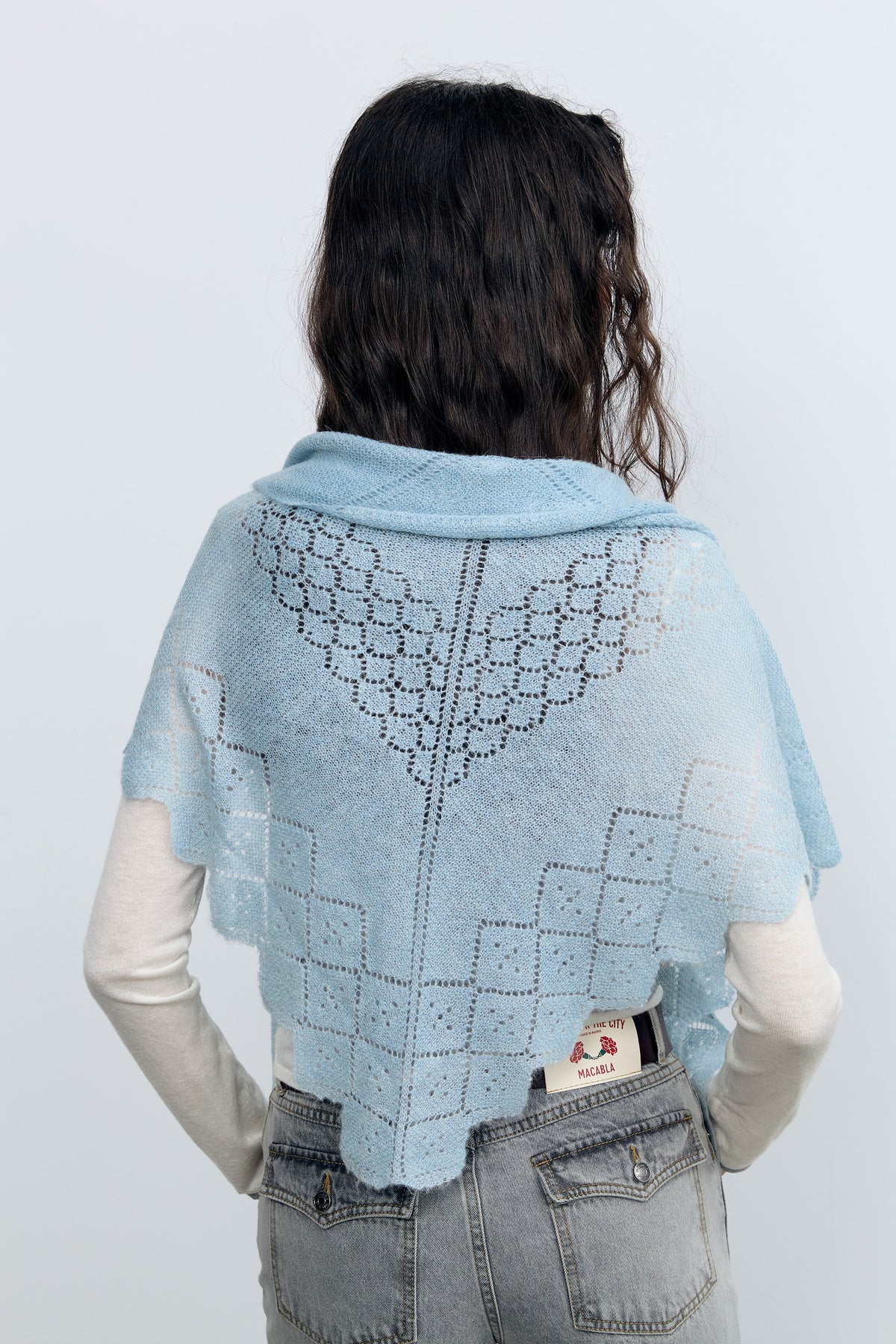 Light Blue Pointelle Knit Bandana