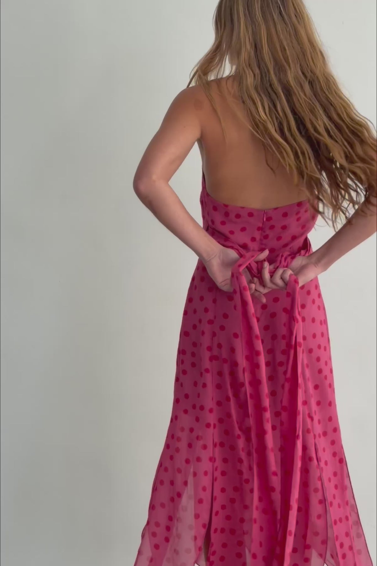 Vestido Halter Lunares Rosa