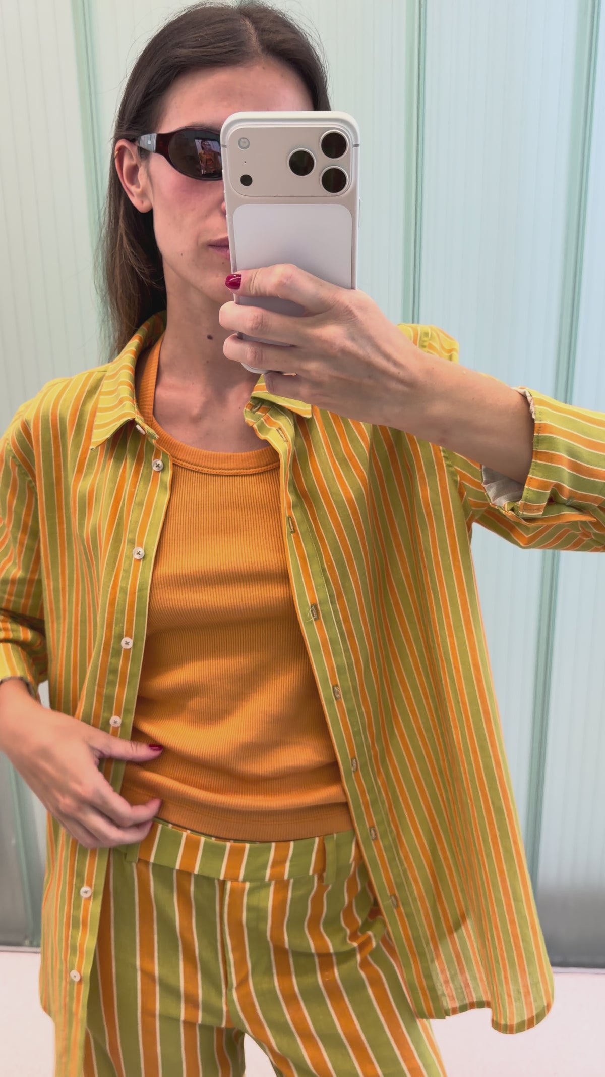Orange and Green Striped Trousers