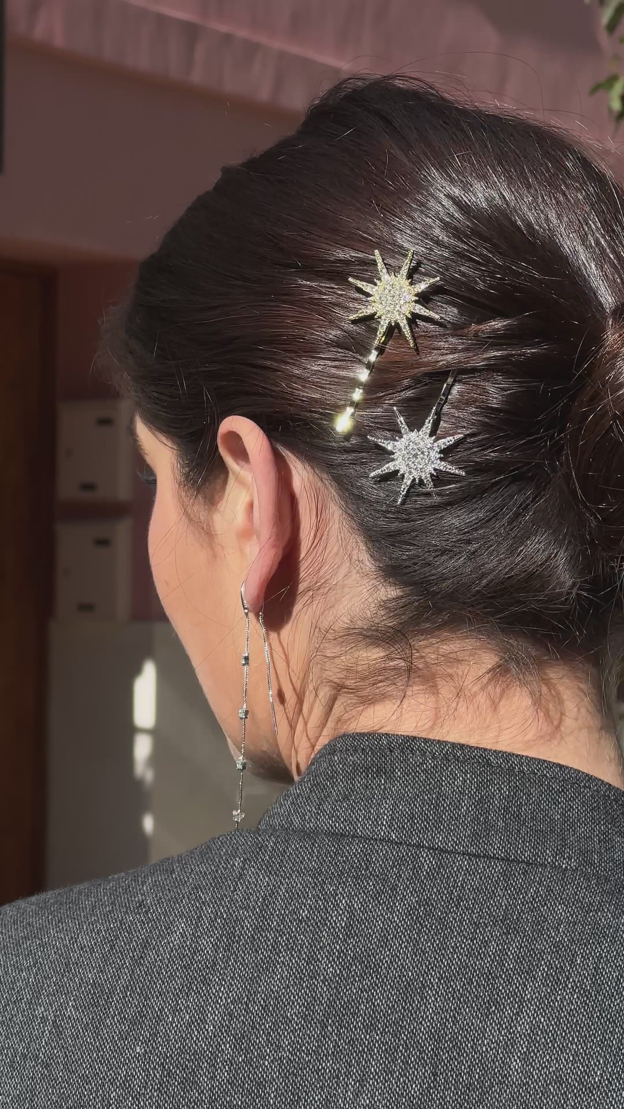 Pendiente Doble Cadena Estrellas (Unidad)