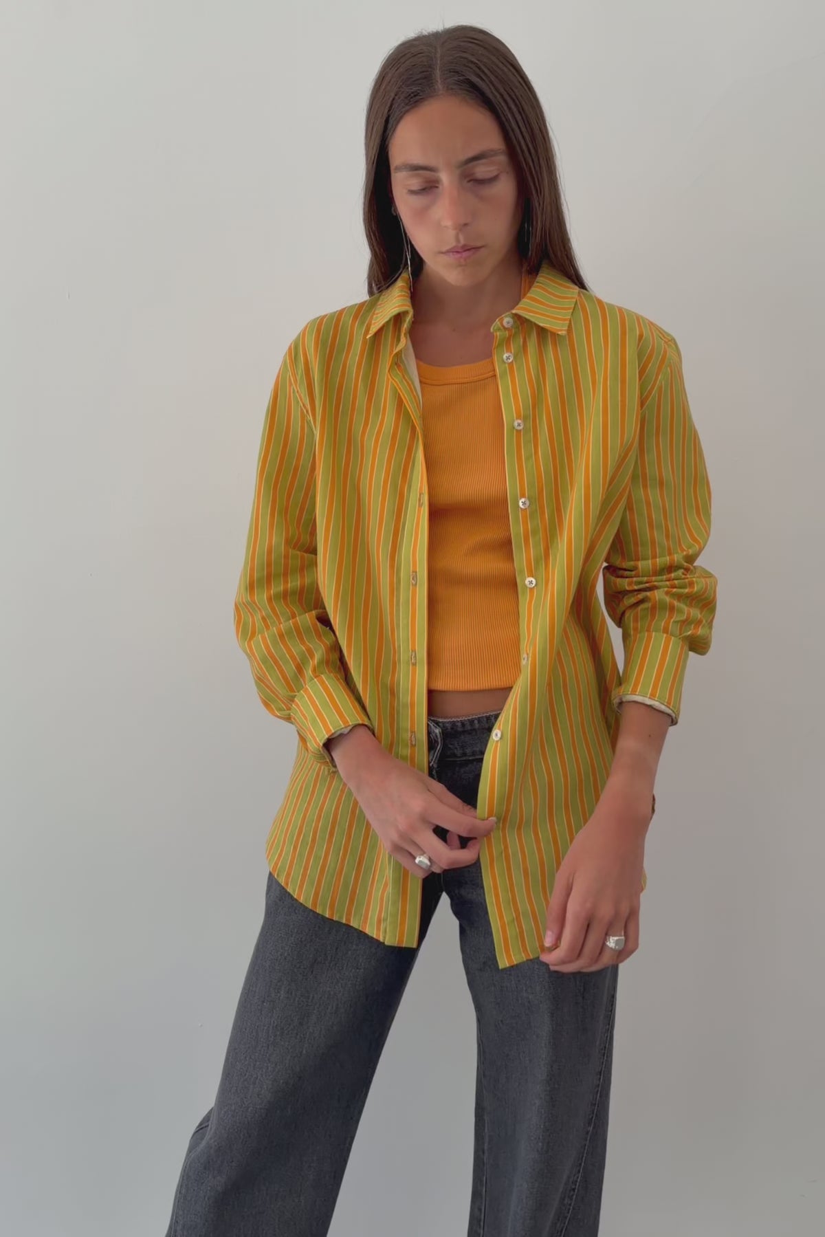 Orange and Green Striped Shirt