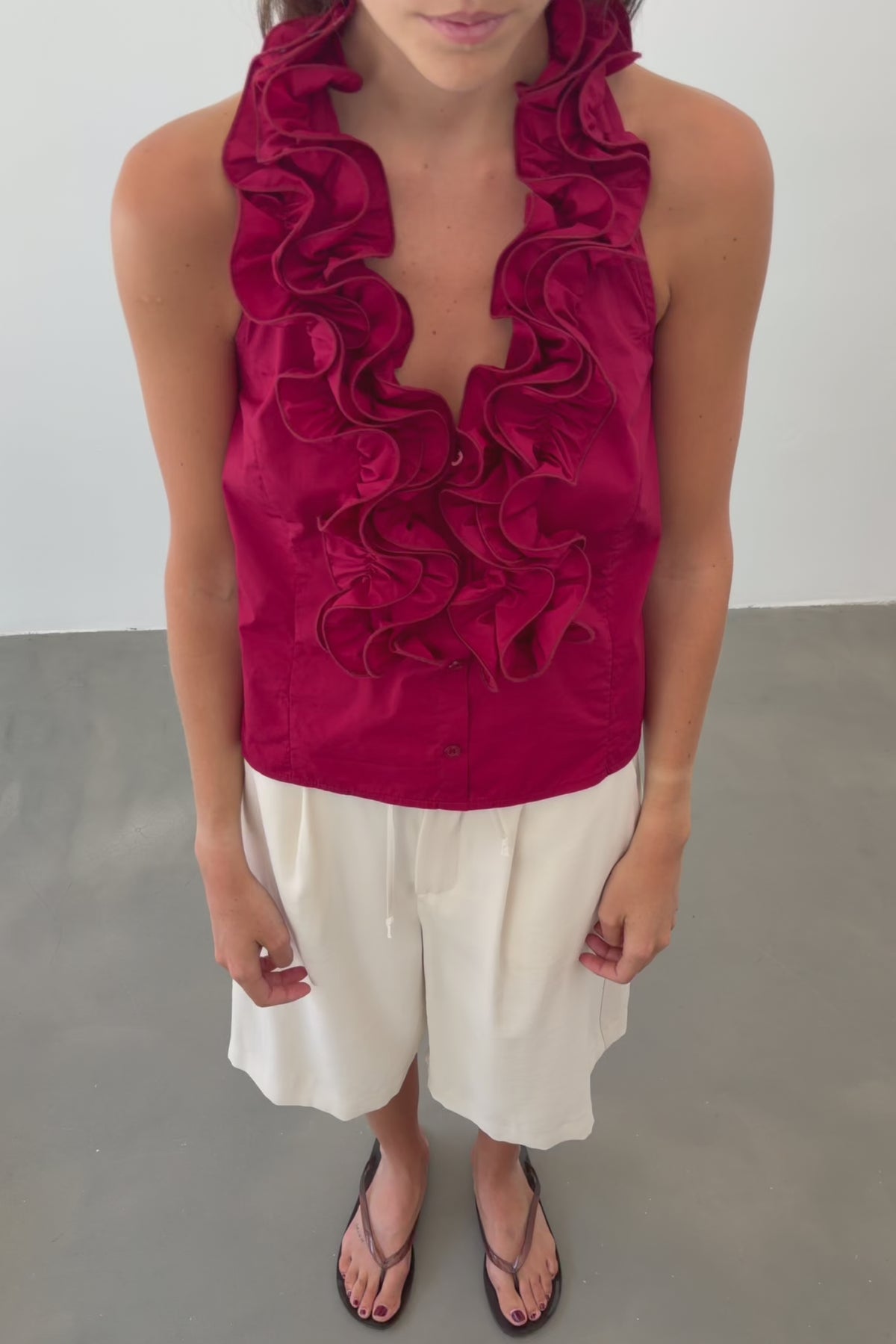 Burgundy Ruffle Top