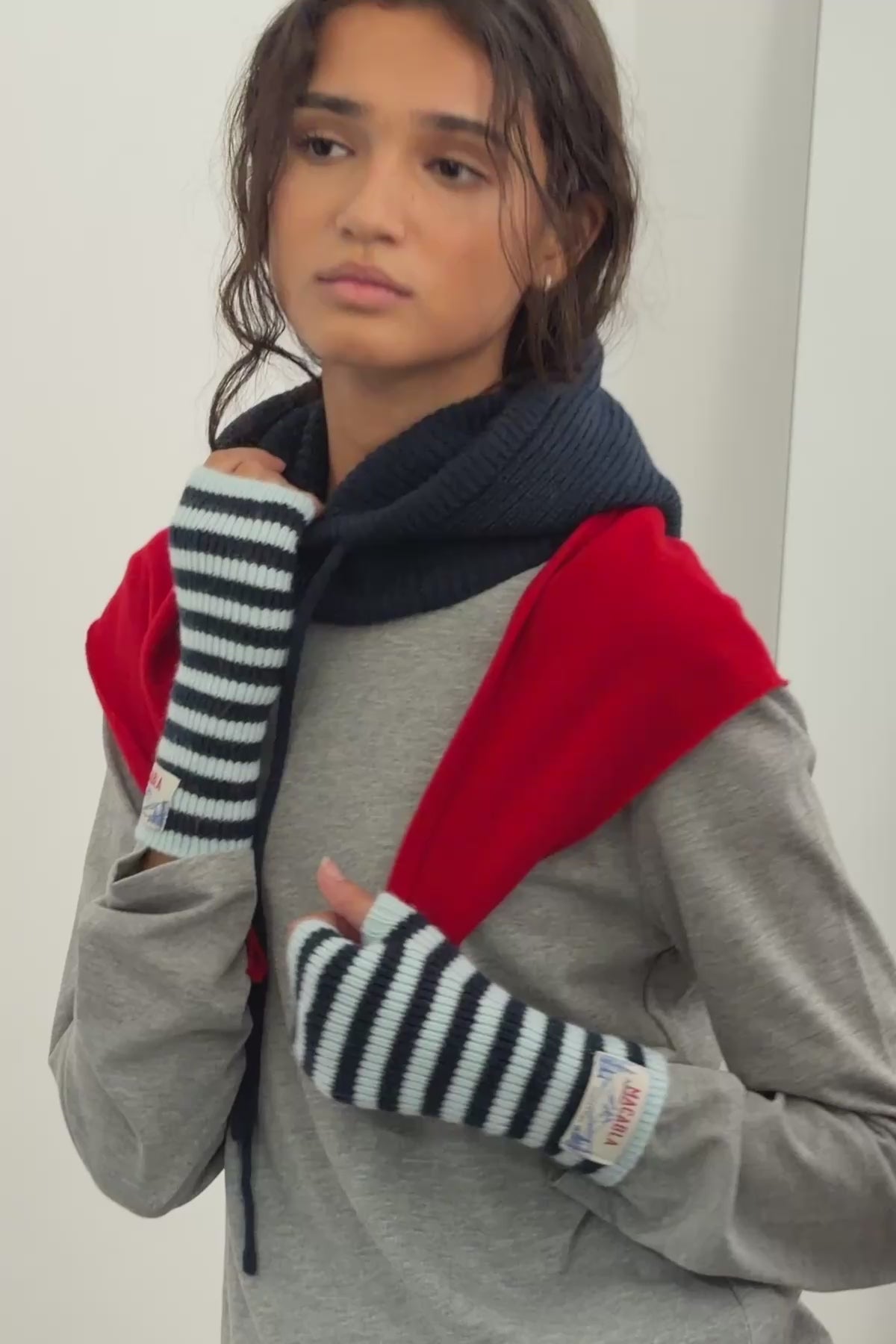 Sky Blue and Navy Mittens
