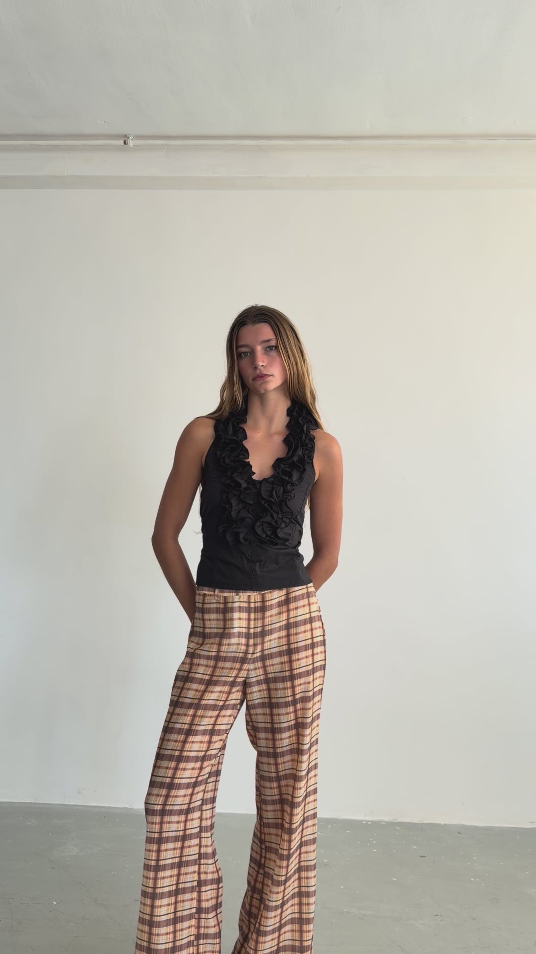 Pantalon à Carreaux Jaune