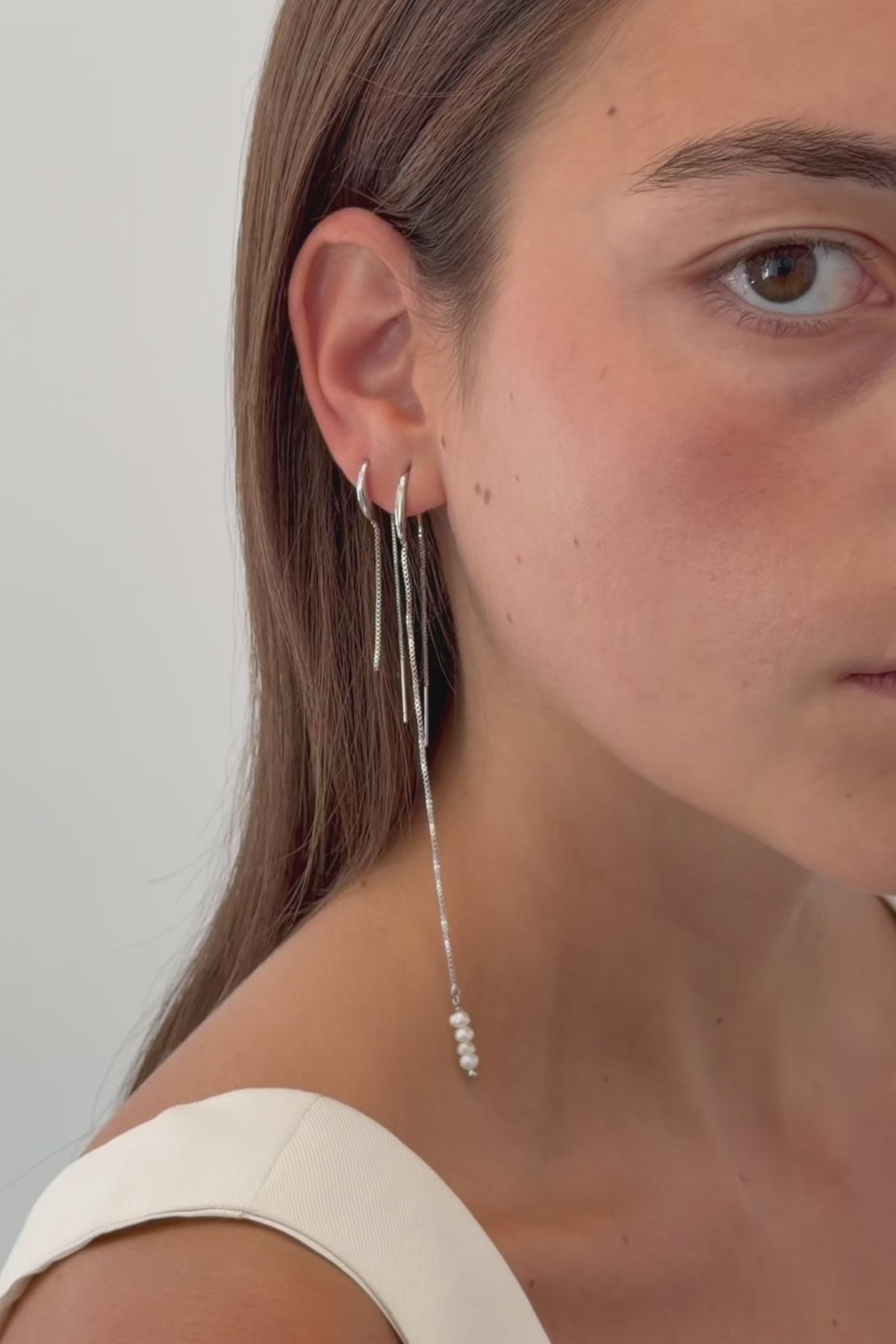 Double Pearl Chain Earring (Unit)
