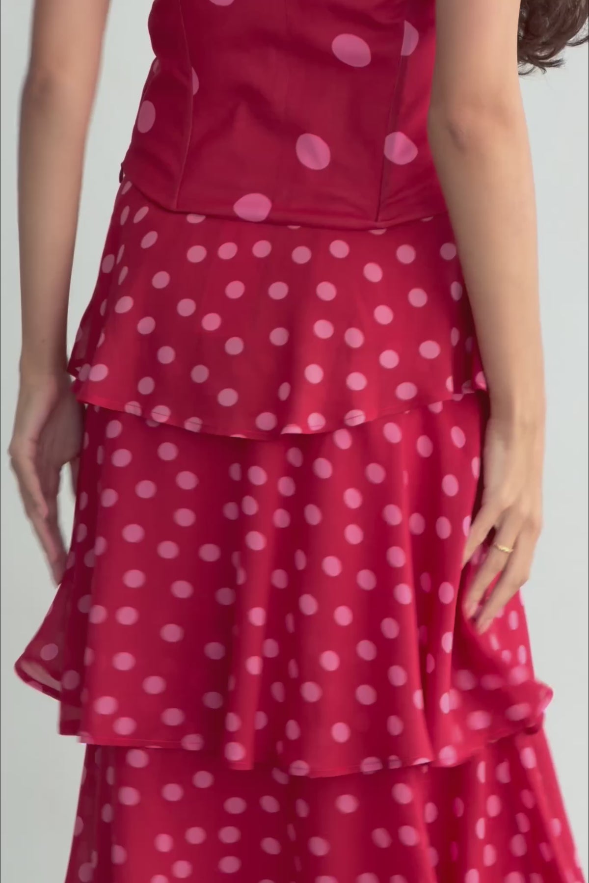 Falda Volantes Lunares Rojo