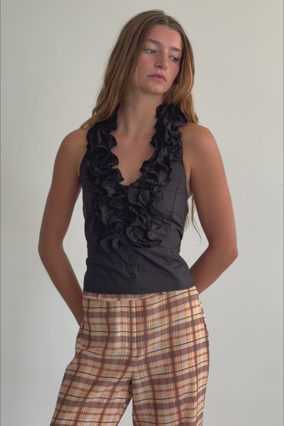Black Ruffle Top