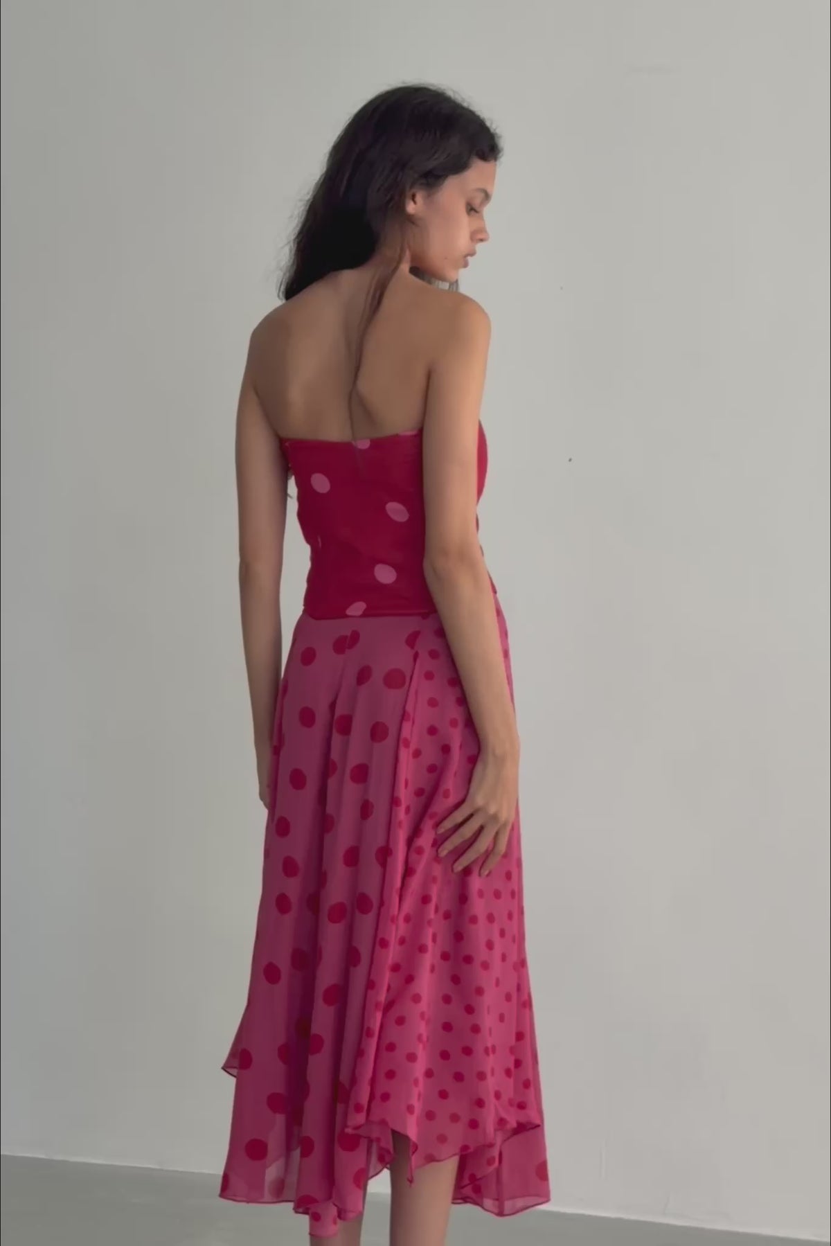Falda Paneles Lunares Rosa