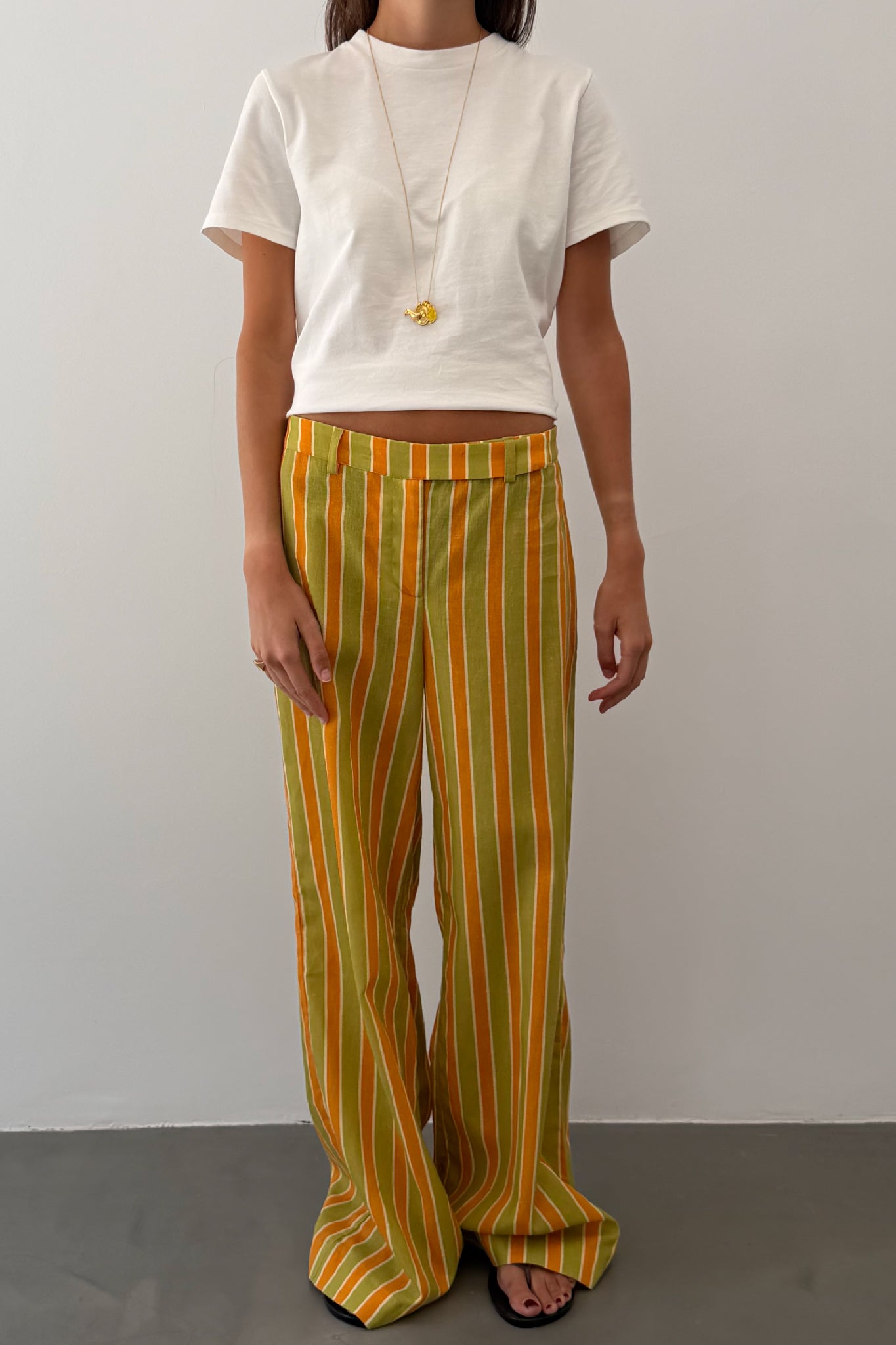 Pantalón Rayas Naranja y Verde
