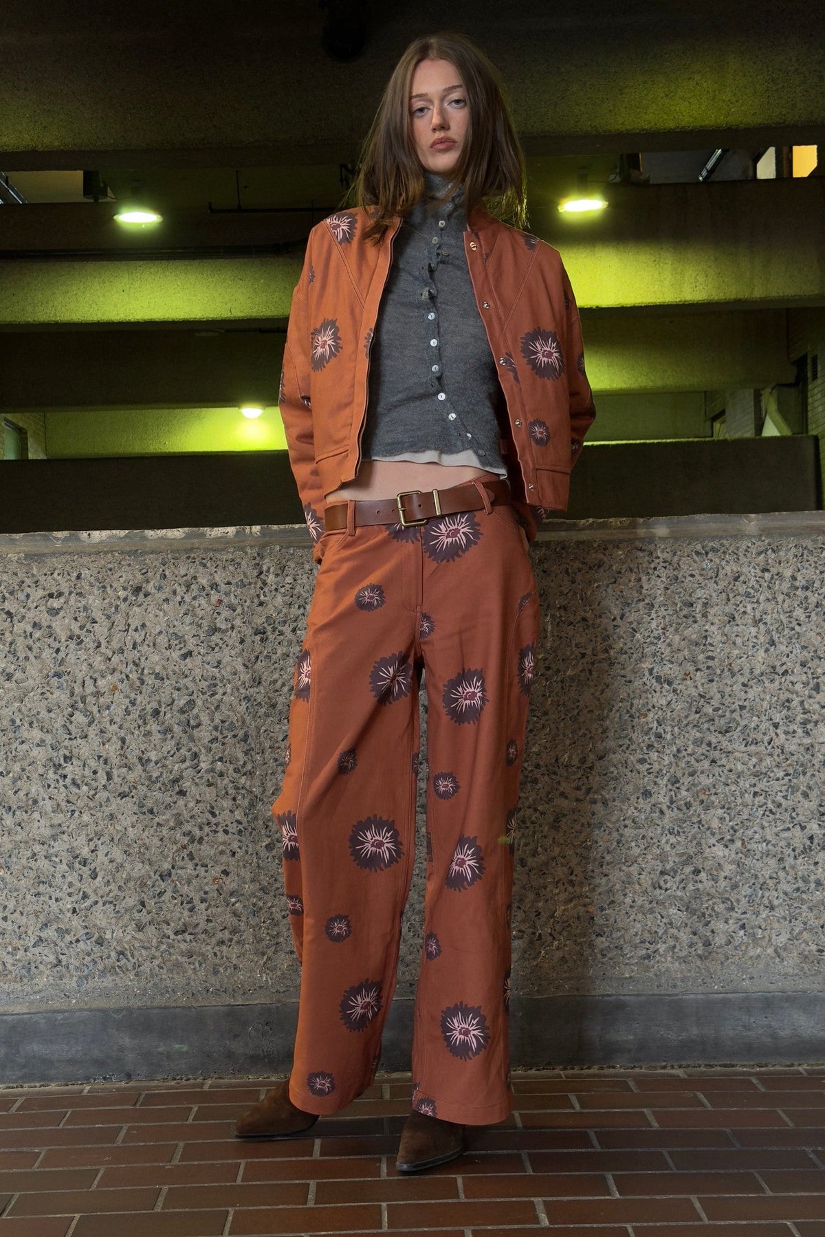 Camelia Tile Straight-Leg Pants