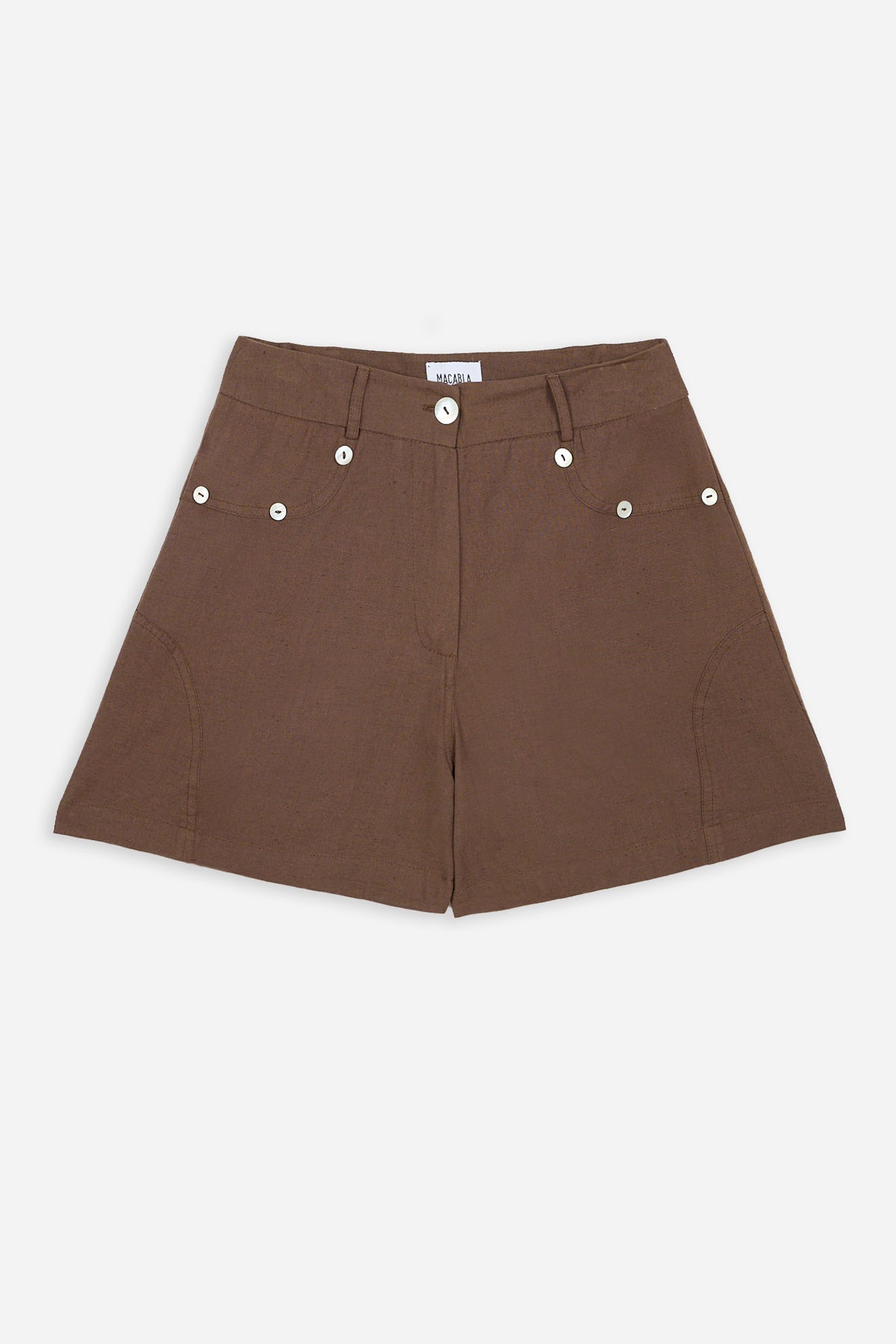 Nácar Brown Button Shorts