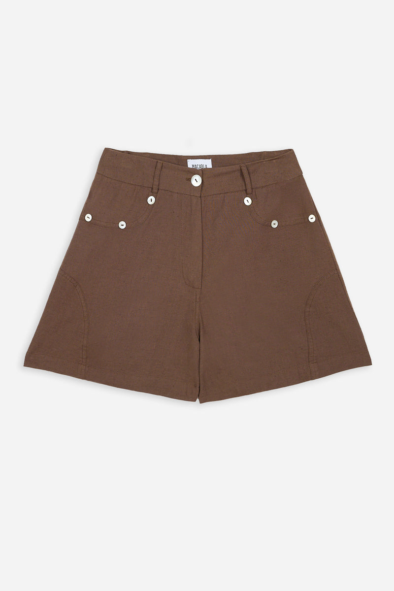 Shorts Botones Nácar Marrón