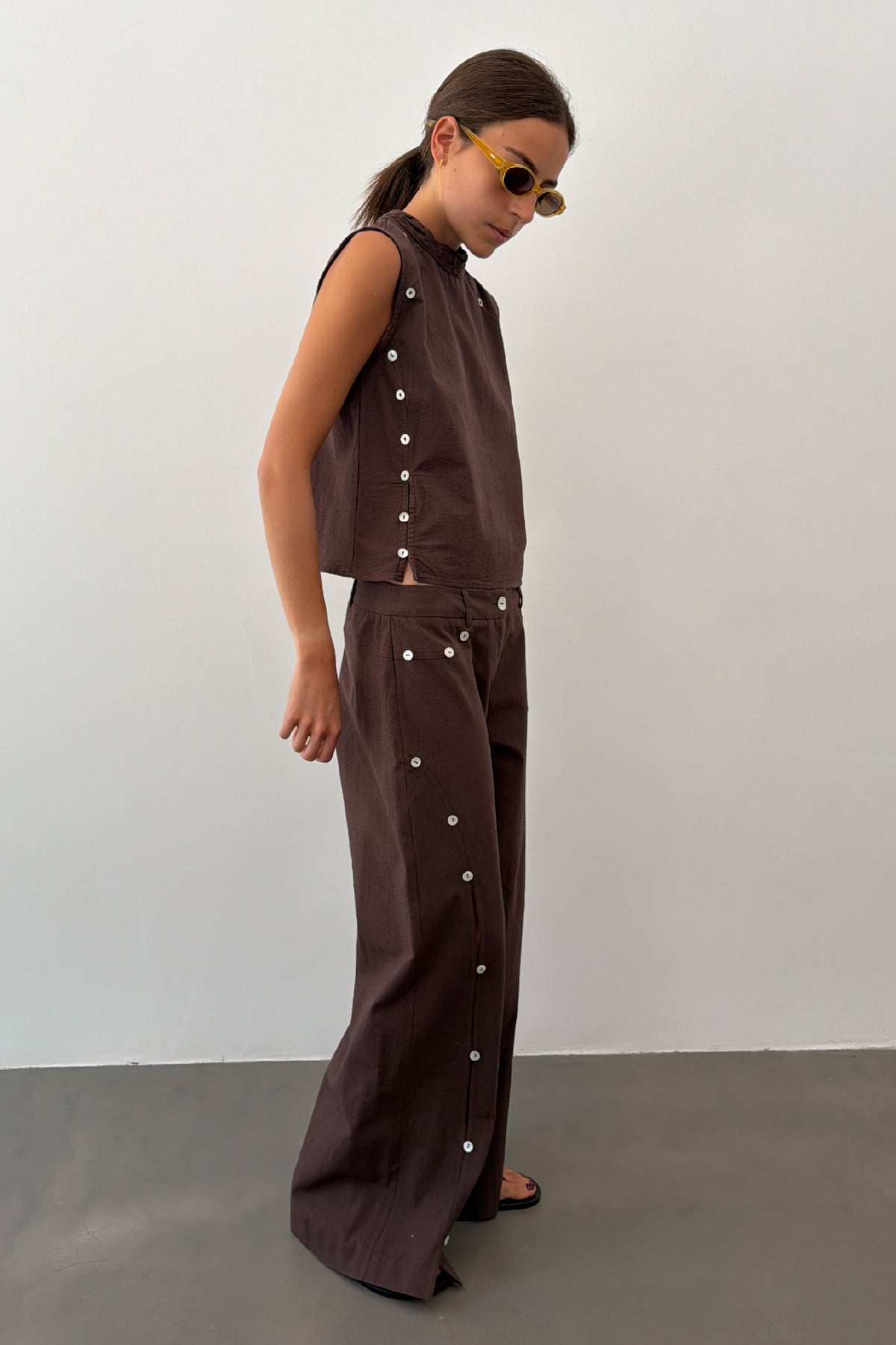 Nacar Buttons Brown Top