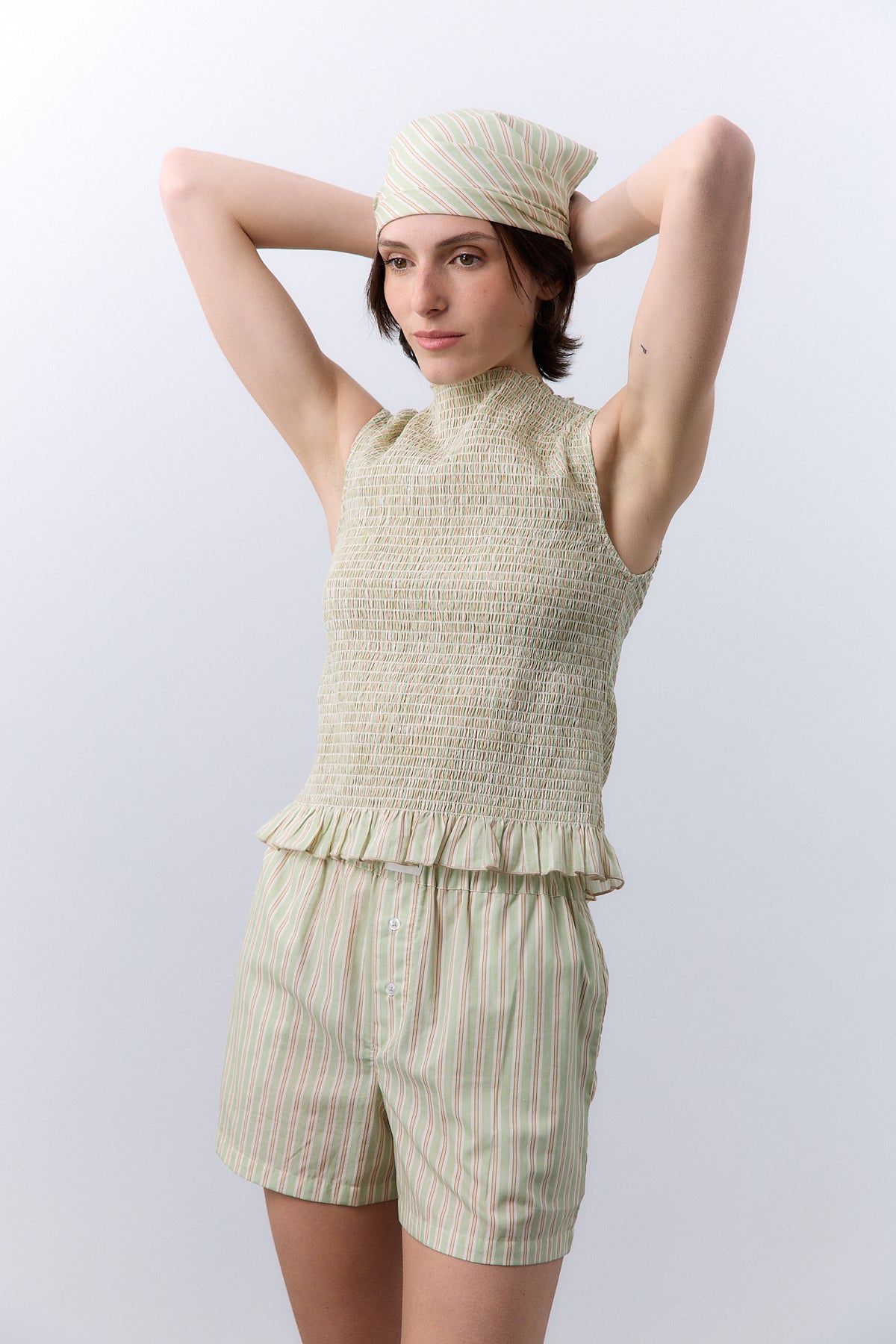 Short Pijama Rayas Verde