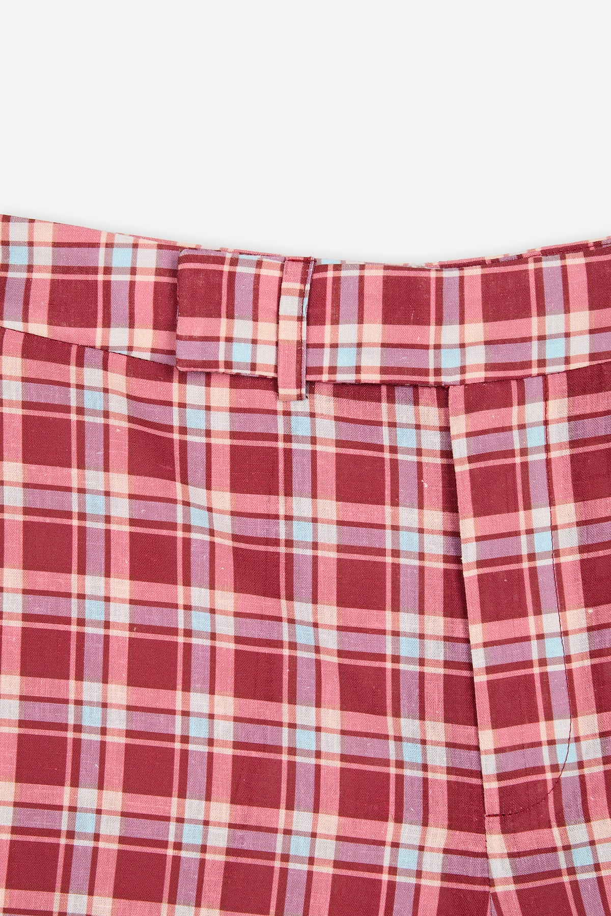 Burgundy and Pink Check Shorts