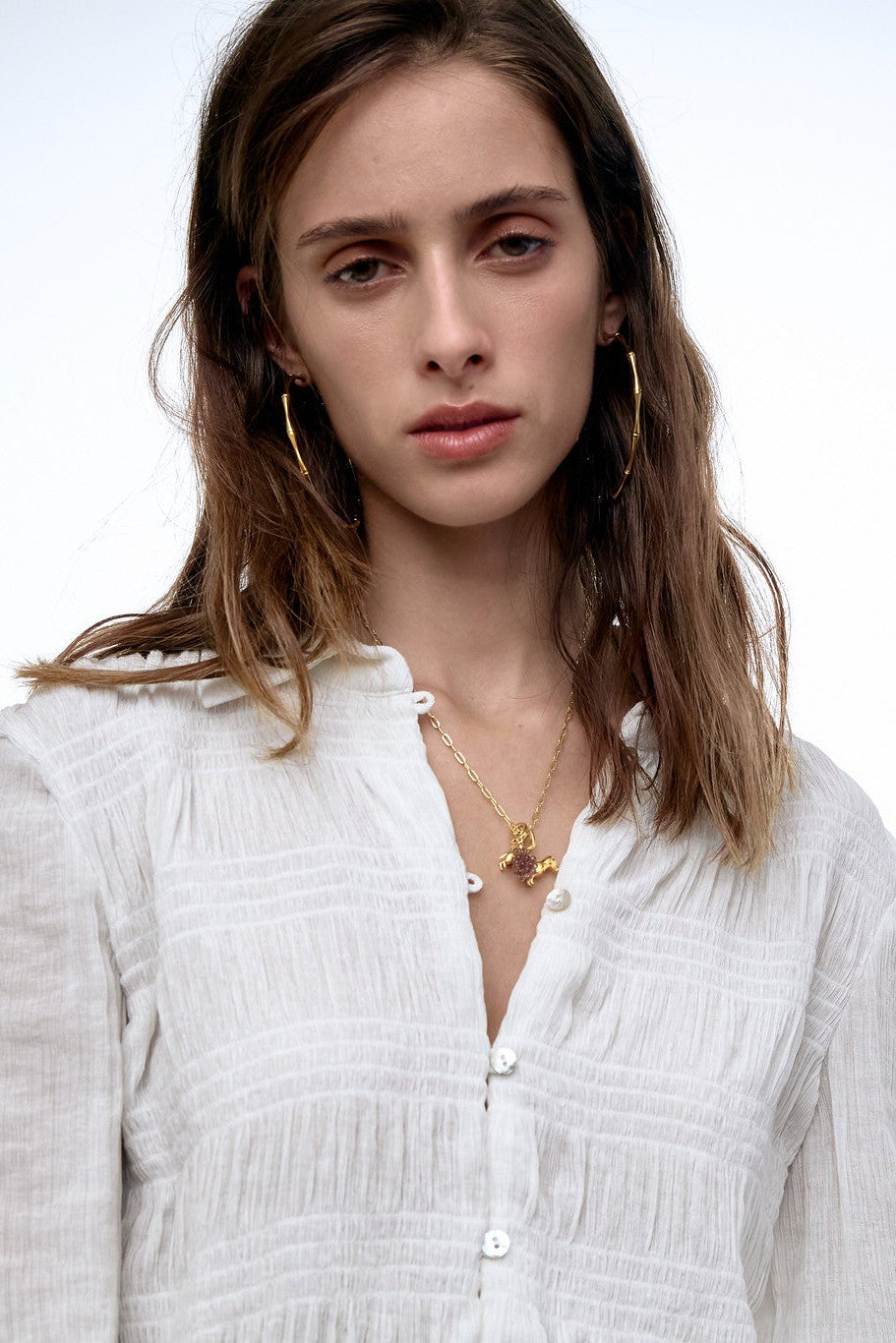 White Smocked Blouse