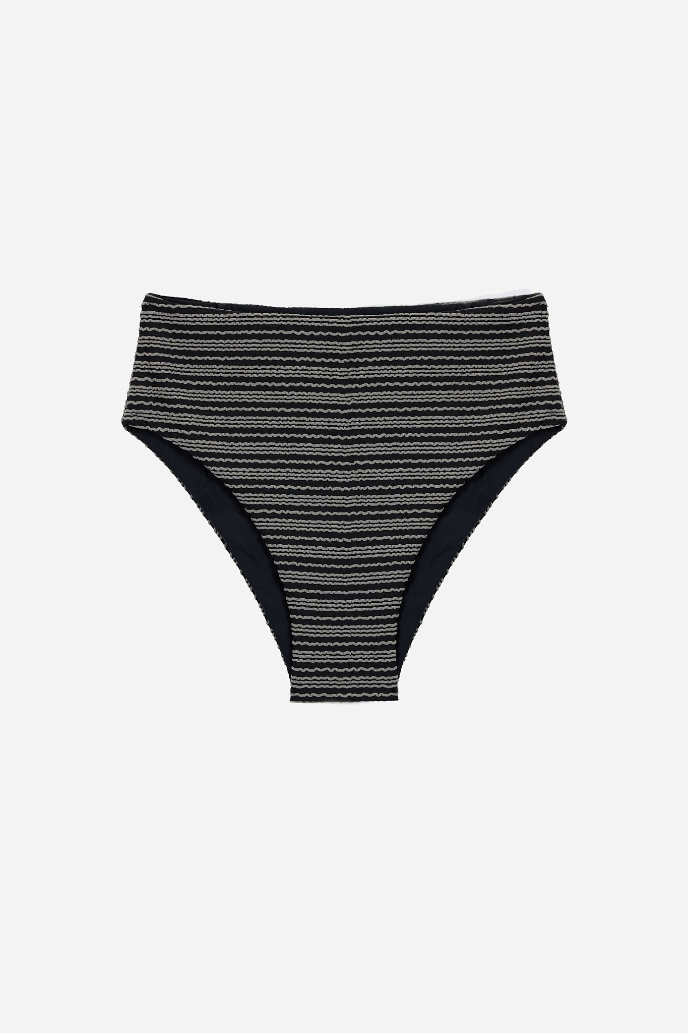 Bas de maillot de bain taille haute texturé noir