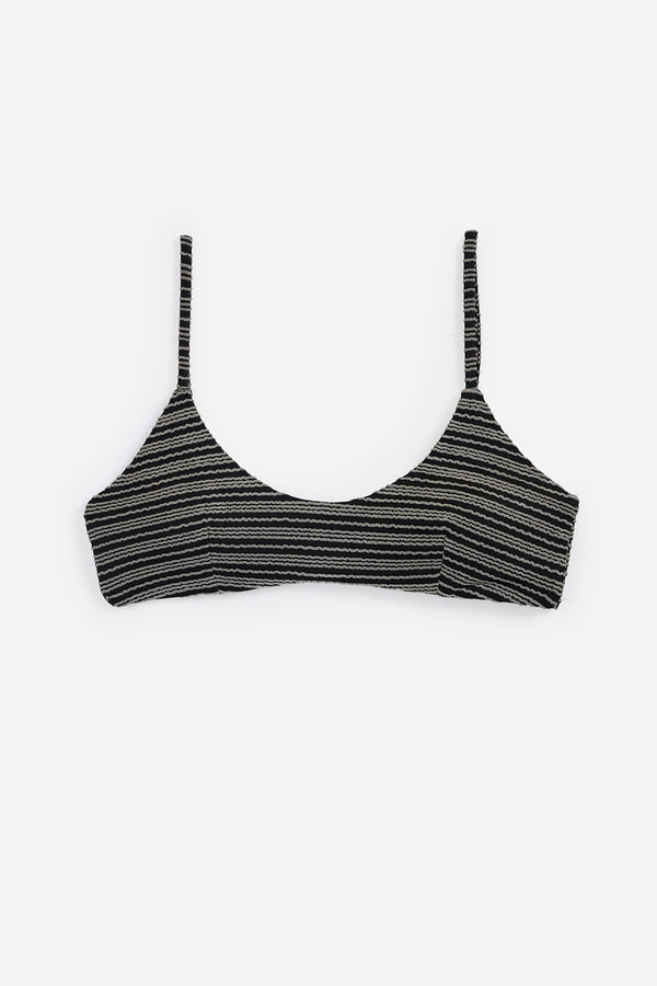 Basic Texture Black Bikini Top