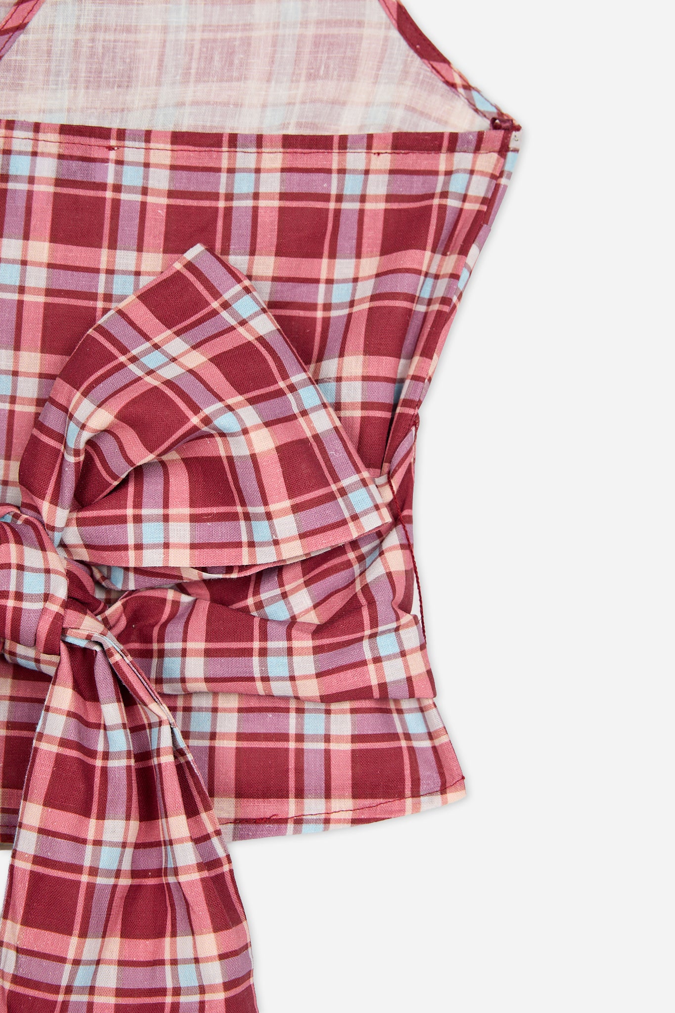 Top Halter Cuadros Granate y Rosa