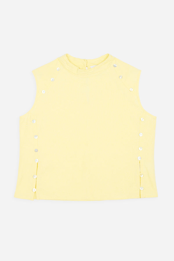 Top Boutons Nacre Jaune