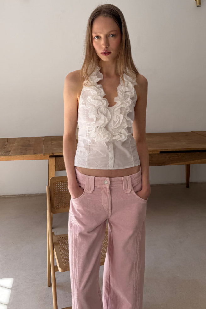 White Ruffle Top