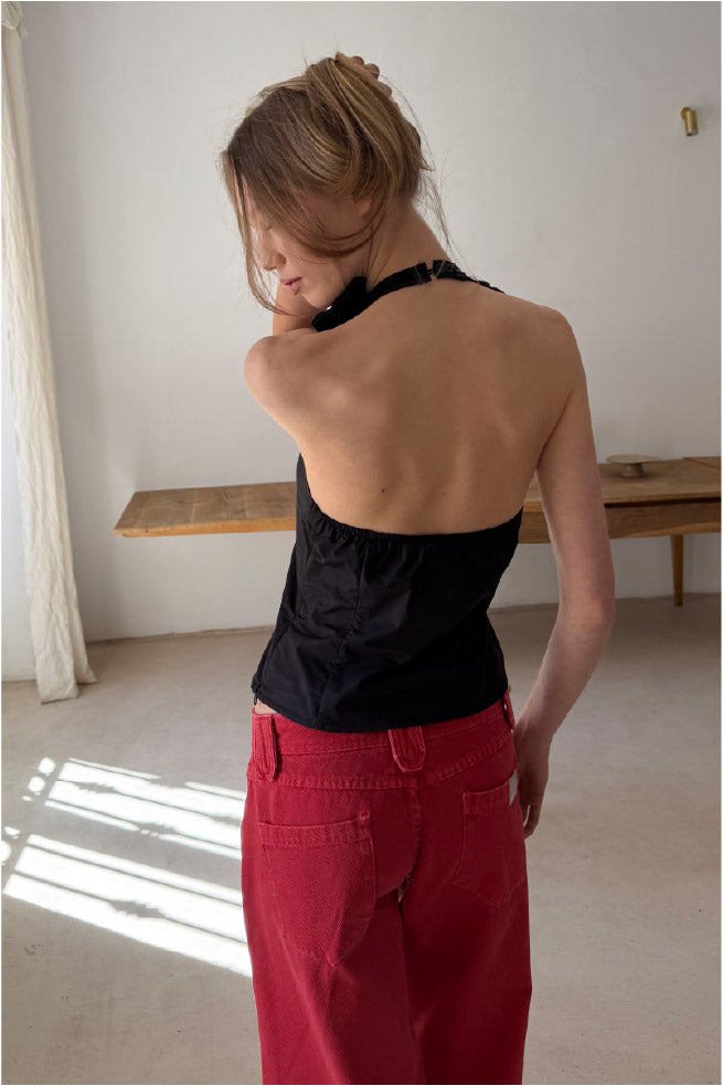 Black Ruffle Top