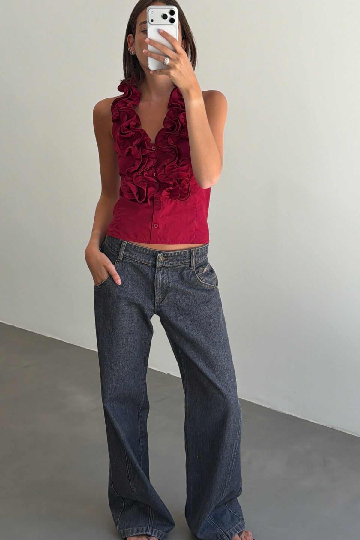 Burgundy Ruffle Top