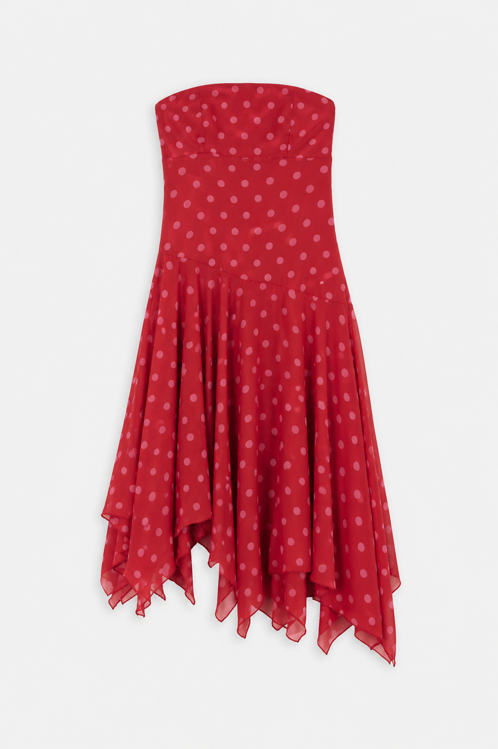 Vestido Palabra de Honor Lunares Rojo