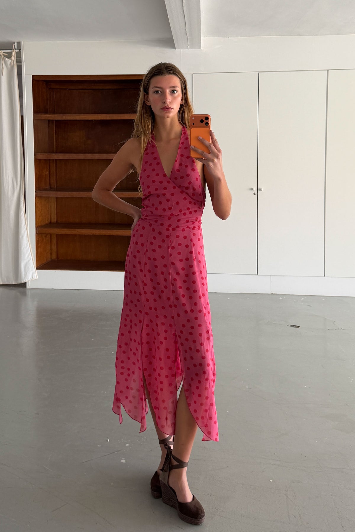 Vestido Halter Lunares Rosa